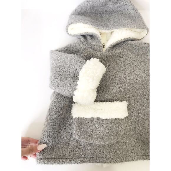 FINA EJERIQUE NWT Baby Faux Sheepskin Hooded Coat in Gray Size 12M - Picture 4 of 12